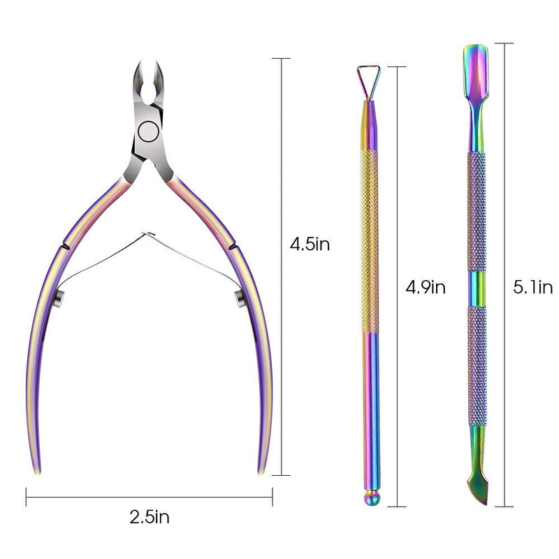 Cuticle Nipper with Cuticle Pusher, JUNHCZOY Cuticle Cutter and Trimmer Clipper Dead Skin Remover Scissor Plier Durable Manicure Pedicure Tools for Fingernails and Toenails - BeesActive Australia