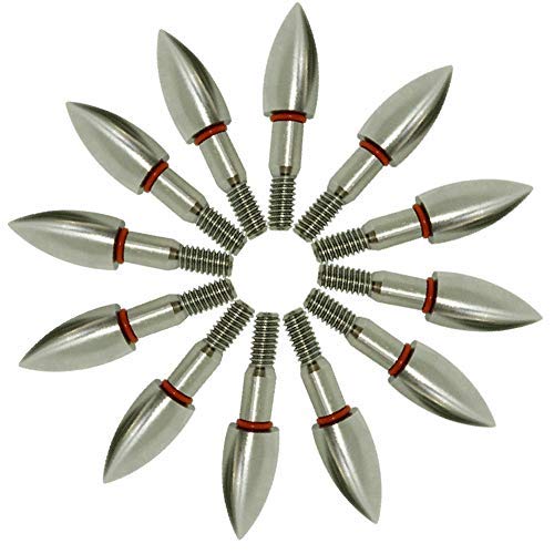 nobrand 12 Pieces of Stainless Steel Archery Range Point Archery Range Archery Field Point 100/125 Grain Size Torpedo Target Head (100, 5/16) - BeesActive Australia