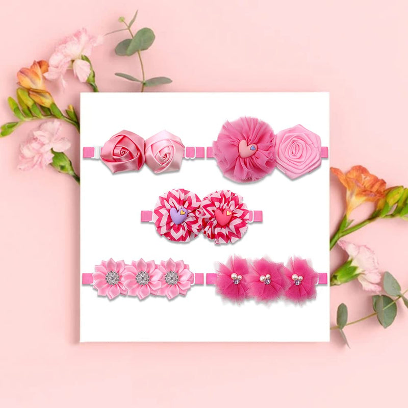 Valentine's Puppy Dog Bowtie Flower Combination 10pcs/Pack Dog Bows Necktie Styles Red Rose Pink Dog Accessories - BeesActive Australia
