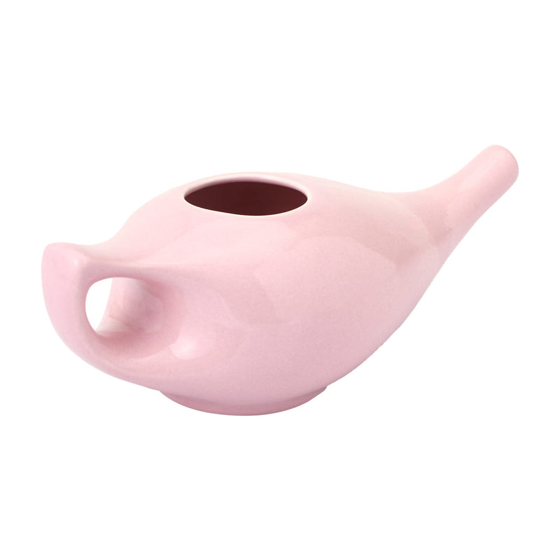 Porcelain Ceramic Neti Pot for Nasal Cleansing with 05 Sachet Neti Salt and Instructions Leaflet, Peach Color - BeesActive Australia