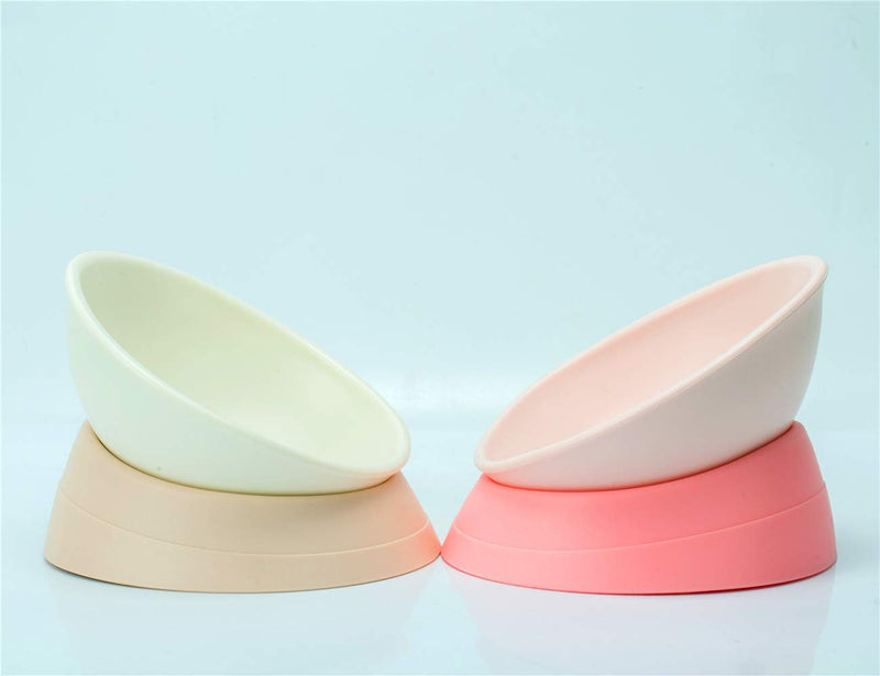 JWPC Bulldog Bowl Anti-Slip Dog Cat Dish Detachable Rubber Dog Bowl Pet Sterile Tilted Pet Feeder Slope Base White - BeesActive Australia