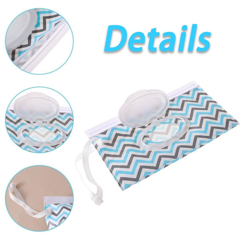 DFsucces 4 PCS Portable Baby Wet Wipes Pouches Travel Wipes Case Reusable Refillable Fold Extraction Sealing Wet Wipes Bag - BeesActive Australia