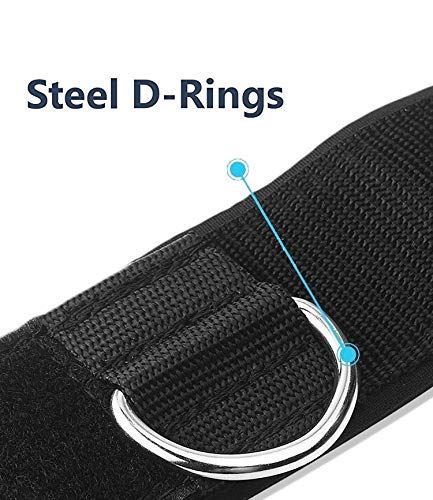 AOHO MOOON Comfortable Adjustable Padded Ankle Wrist Cuffs Neoprene Padded Straps D-Ring Glute Kickback for Cable Machine. Ideal for Glutes Exercises (2 Pack) (Black) - BeesActive Australia