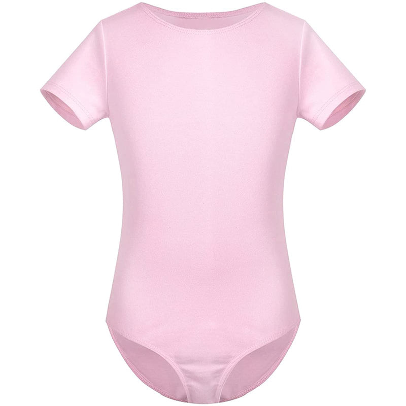 TAIKMD Girls Classic Short Sleeve Gymnastics Leotard With Dance Skirt Tutu Dress Ballerina Costume Ballet bodysuits Outfit Pink 120（5-6 Year） - BeesActive Australia