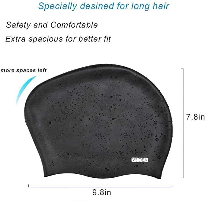 2Pcs Extra Large Silicone Swim Cap Long Hair Swimming Cap for Women Extensions and Curly Hair, Comfortable Dreadlocks Weaves Hair Swim Cap Waterproof (Blue) - BeesActive Australia