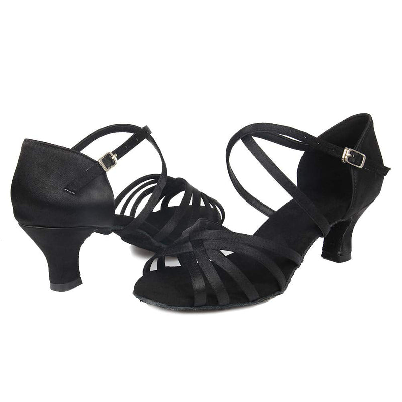 HIPPOSEUS Women's Latin Dance Shoes Professional Ladies Ballroom Salsa Dance Practice Performance Shoes Suede Sole,Model DBCG802 5 5cm-heel Black-2 - BeesActive Australia