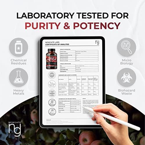 Newgate Labs Apple Cider Vinegar 90 Vegan Tablets 500mg - Premium Nutritional Supplement - Weight Loss Support - Made in The UK - Halal, GMP Certified - BeesActive Australia