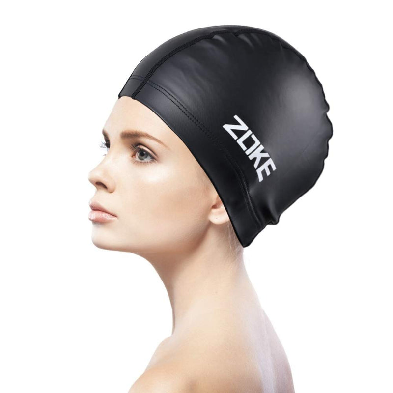 [AUSTRALIA] - Karrack Adult Men's and Women's General Waterproof Silica Gel Swimming Cap Hair Protective Ear Protective Head Comfortable Swimming Cap Black 