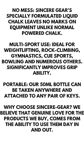 Sincere Gear Ultimate Sports Chalk Liquid Chalk for Weight Lifting, Rock Climing, Cross Training, & Powerlifting, Gym Approved Workout Chalk for Hands & Calluses 2 Pack 50ML Keychains - BeesActive Australia
