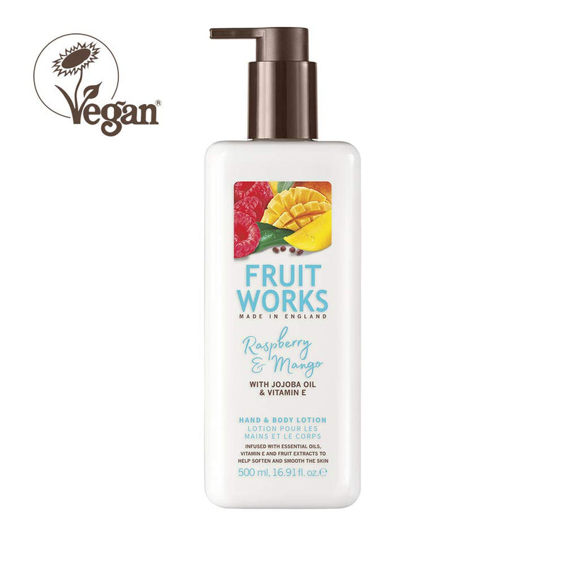 Fruit Works Raspberry & Mango Cruelty Free & Vegan Hand & Body Lotion With Natural Extracts 1x 500ml - BeesActive Australia