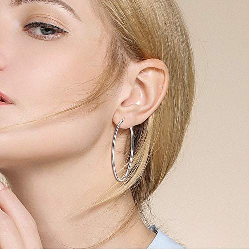 VONALA 925 Sterling Silver Circle Endless Hoop Earrings - Jewellery for Women Girls 55mm - BeesActive Australia