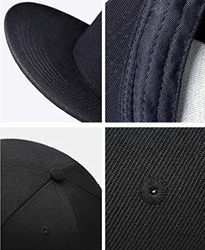 Snapback Hats for Men Baseball Cap Adjustable Flat Bill Trucker Dad Gift,Husband,Boy Friend,Brother,Uncle,Grandfather,Grandpa Black - BeesActive Australia