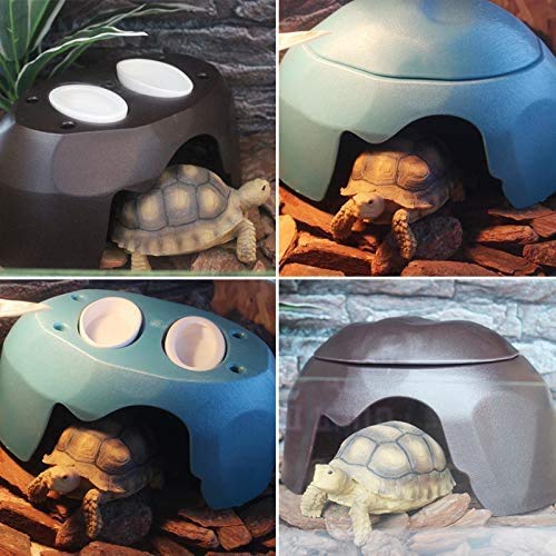 TINTON LIFE Reptile Hideouts Box with 2 Ceramic Sinks to Increase Humidity Terrarium Reptile Hide Habitat Humidify Cave for Turtle Lizard Tortoise Amphibians Snake, 9.8x5.9x5.9 Coffee - BeesActive Australia