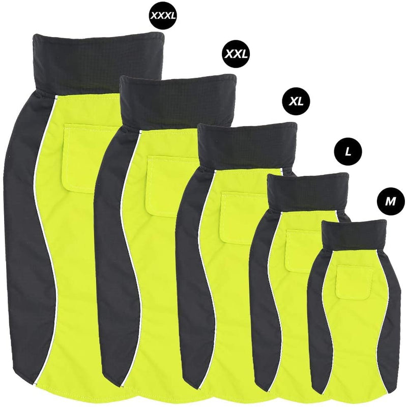Flashseen Dog Raincoat Lightweight Waterproof Large Pet Dog Rain Jacket with Strip Reflective & Leash Hole Winter Dog Vest Warm Rain Coats Safety for Dogs and Puppies XXX-Large Green - BeesActive Australia