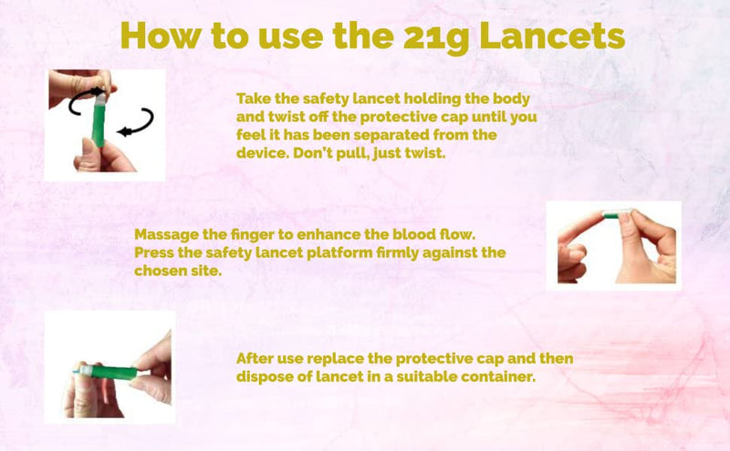 100 x Single Use Sterile Safety Lancets (21G) For Blood Testing / Diabetes / Cholesterol Test Samples - BeesActive Australia