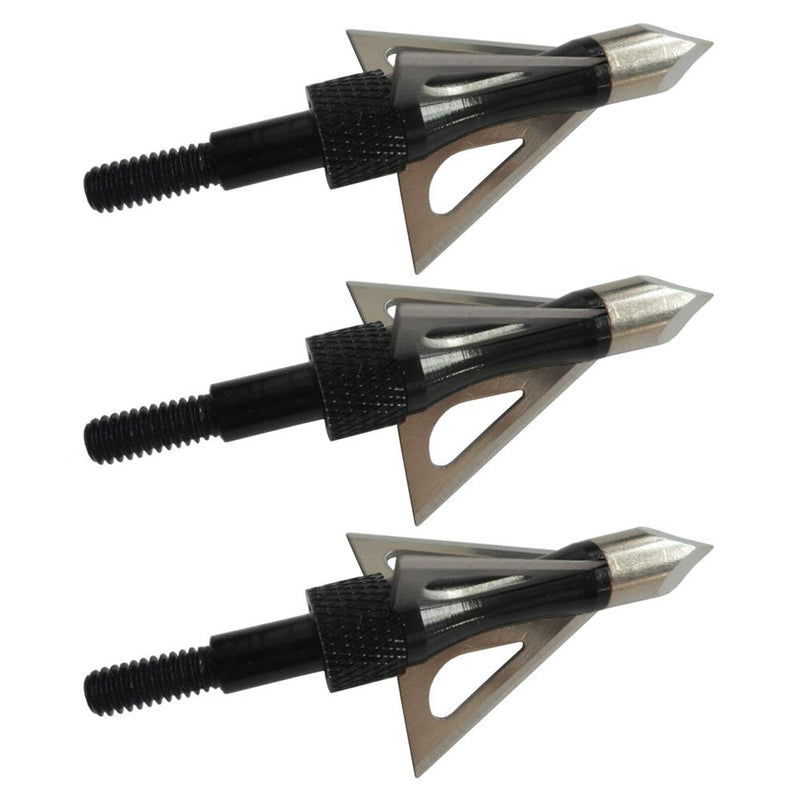 PA Broadheads 3 Fixed Steel Blade 100 Grain Archery Hunting Arrowheads for Compound Bow and Crossbow (Black) - BeesActive Australia