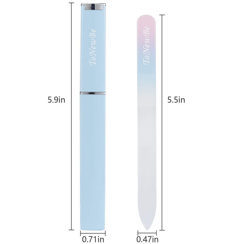 Crystal Nail File With Case, Etched Glass Nail File For Nail Art & Nail Care, Alternative To Metal Nail files Emery Boards & Buffer, Gradient Color Pink-Blue - BeesActive Australia