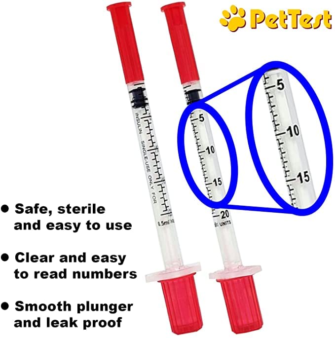 Advocate PetTest U-40 Pet Insulin Syringes Thin 31G 1/2CC, 0.5cc 5/16" for Dogs and Cats 100-Pack 0.5 cc (1/2 cc) 100 pack - BeesActive Australia
