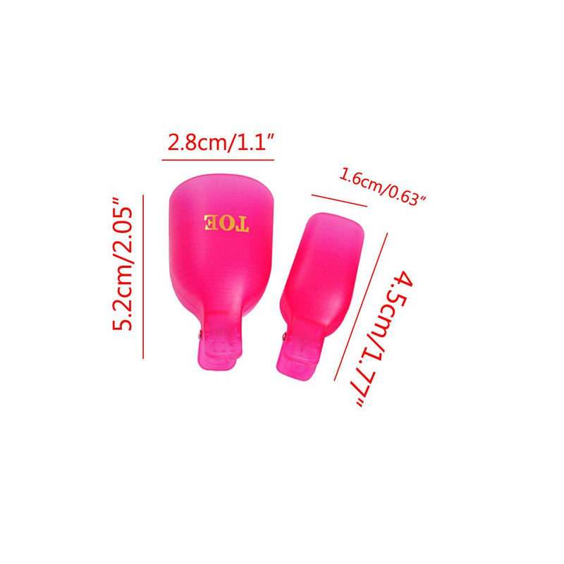 yueton Pack of 10 Reusable Toenail Nail Art Soak Off Cap Clip UV Gel Polish Remover Tool (Hot Pink) Hot Pink - BeesActive Australia