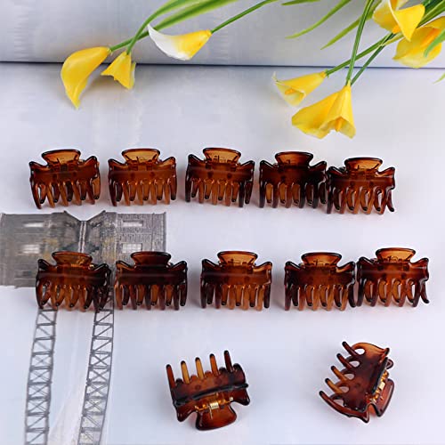 12 Pieces Small Hair Clips,3cm x 2cm/1.18inch x 0.78 inch Brown Mini Hair Claw Clips Plastic Hair Jaw Clips for Women and Girls - BeesActive Australia