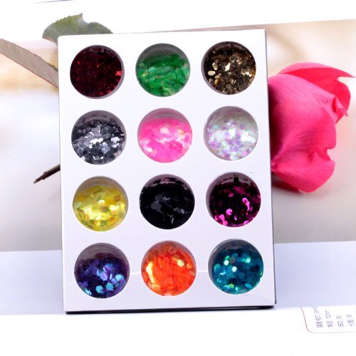 JOVANA 12 Color Glitter Hexagon Acrylic UV Gel False Tips Nail Art Salon Tool Set - BeesActive Australia