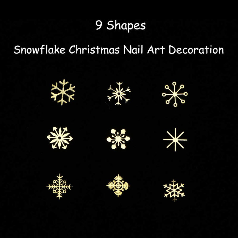 90pcs/box 3D Snowflakes Gold Metal Slices Nail Art Sequins Christmas Decorations Nail Polish Thin Sticker Designs Manicure (Gold) - BeesActive Australia
