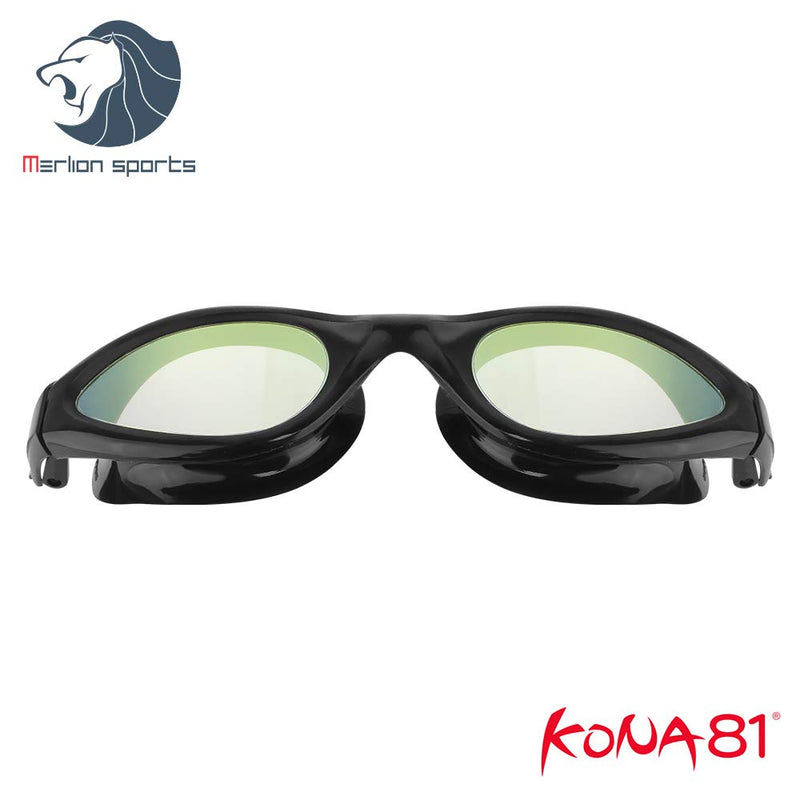[AUSTRALIA] - KONA81 Barracuda Swim Goggle K932 - Mirror Curved Lenses, One-Piece Frame, Triathlon UV Protection No Leaking Easy Adjusting Lightweight Comfortable for Adults Men Women IE-93210 Red 