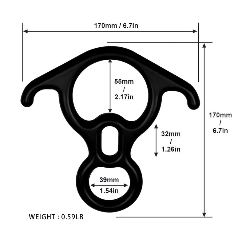 S.E.PEAK Rescue Figure 8 Descender Climbing Gear Downhill Equipment Rigging Plate Rappeling Device for Rock Climbing/Aluminum Alloy Black-40kN - BeesActive Australia