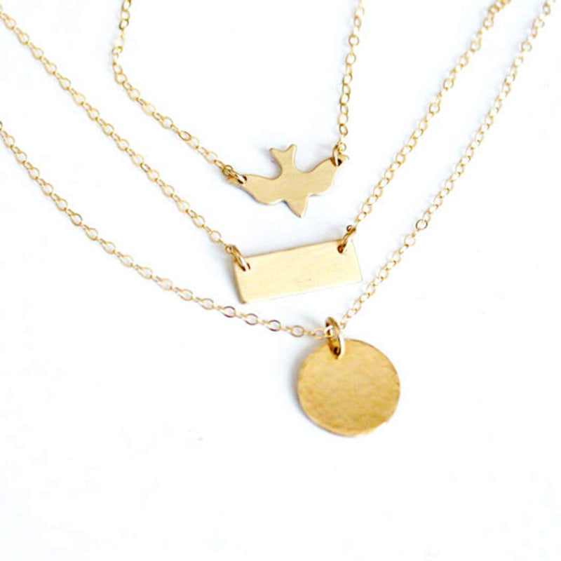 Hannah Boho Coin Layered Necklaces Gold Short Bar Pendant Necklaces Chain Jewelry for Women and Girls - BeesActive Australia