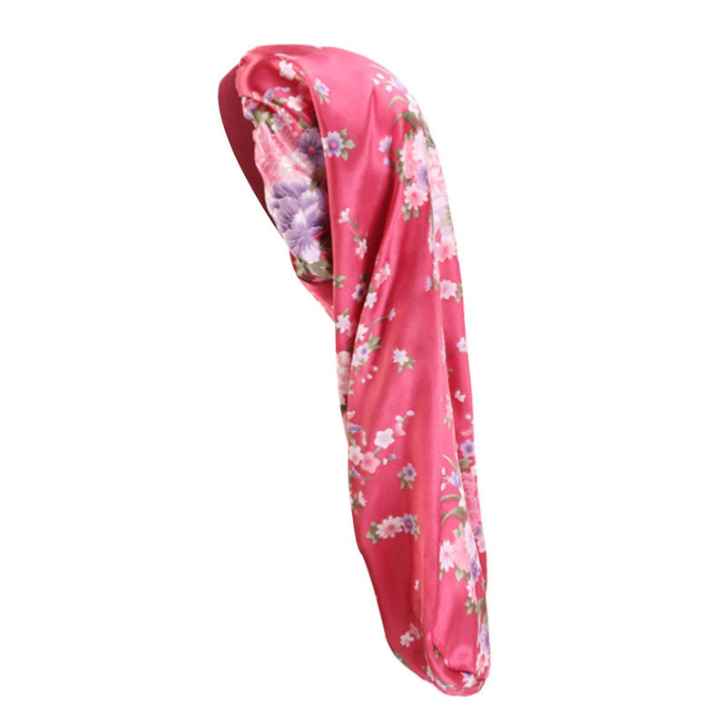 Beaupretty Long Bonnet Sleep Cap Wide Band Double Layer Hair Cap Sleep Head Scarf for Women Lady Salon Travel(Red) Size 1 Claret - BeesActive Australia