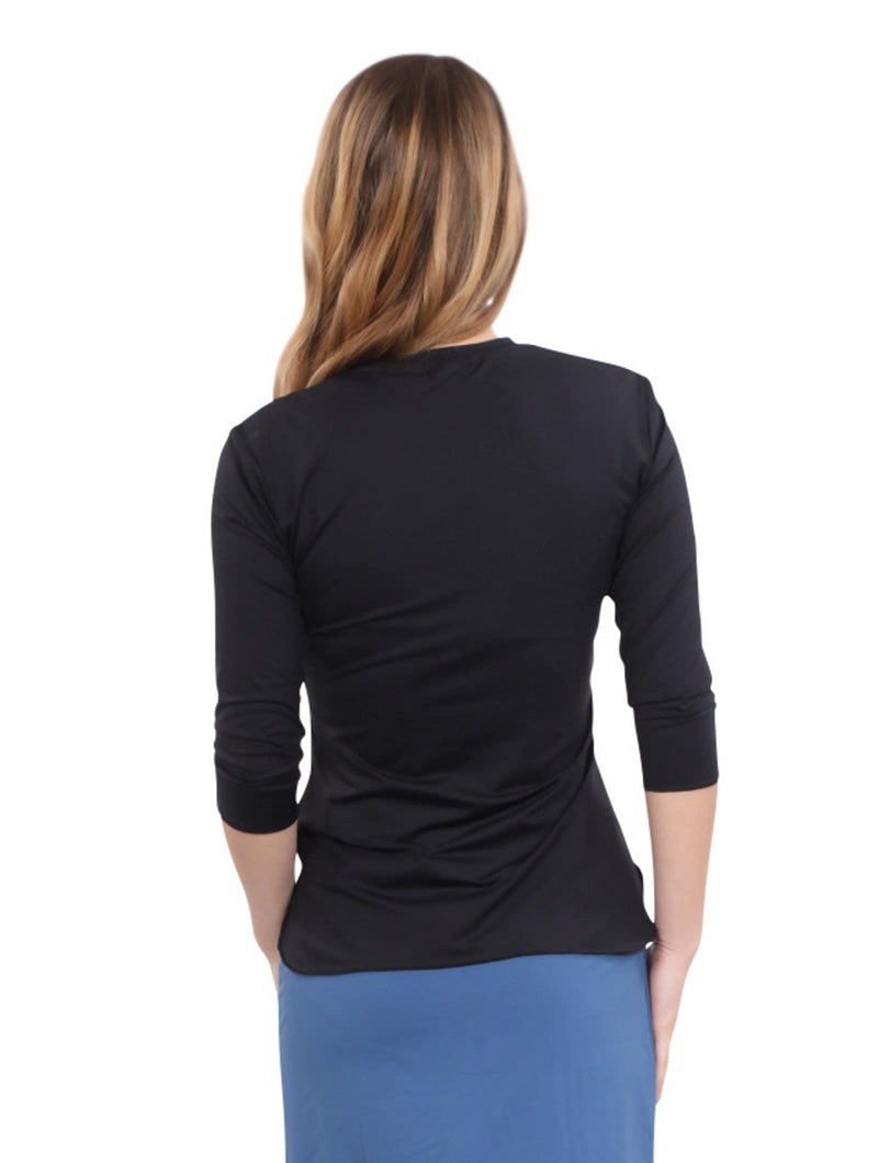Kosher Casual Women's Modest Athletic Swim & Running/Exercise 3/4 Sleeve T-Shirt X-Large Black - BeesActive Australia