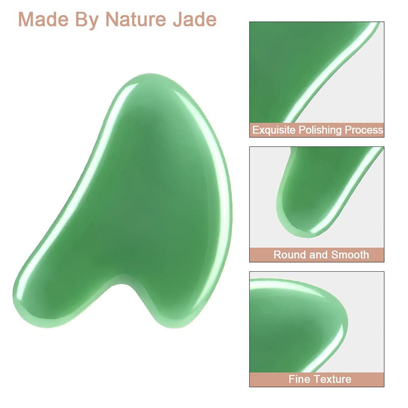 URAQT Gua Sha Board, 2 Pcs Jade Stone Face Scrapping Massager, Guasha Facial Tool, Green Quartz Natural Massage Tool Anti Aging and Wrinkles for Face, Eye, Neck, Body Massage A-green - BeesActive Australia