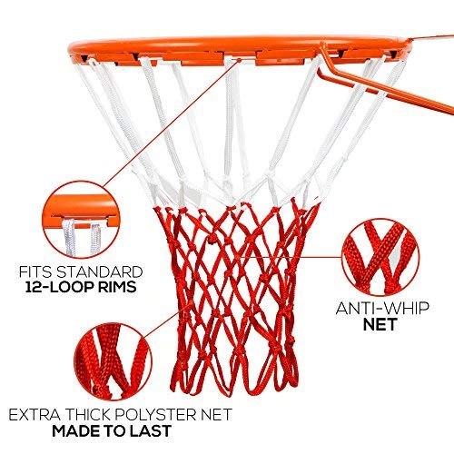 BETTERLINE 2-Pack Basketball Nets | Heavy Duty Quality All-Weather Thick Net | Multi-Pack - 12 Loop Nets (Red and White) - 2 Basketball Nets in Pack - for Indoor and Outdoor Use - BeesActive Australia