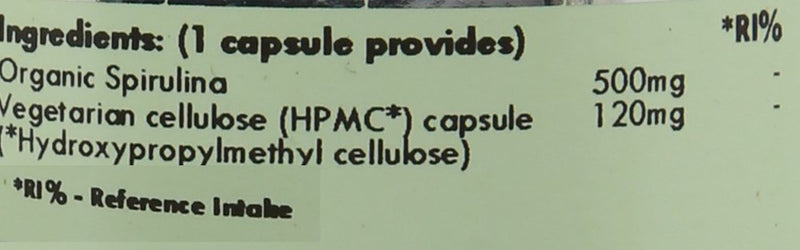 Organic Spirulina Capsules | 500mg of Spirulina per Capsule | 120 Vegan Capsules | Organically Grown in The Mongolian Plateau | G&G Vitamins - BeesActive Australia