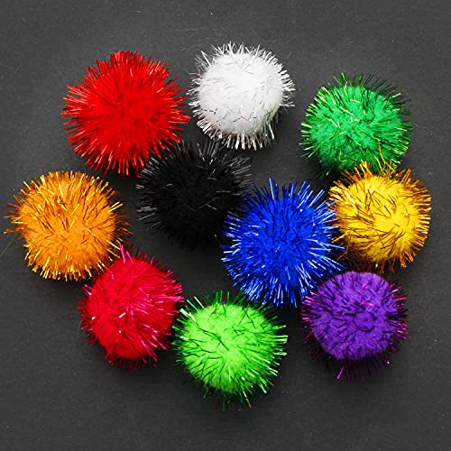 Youngever 30 Pack 1 Inch Cat Sparkle Balls, Cat Glitter Balls, Pom Pom Balls, Interactive Ball Toys for Cat, Kitten, Puppy - BeesActive Australia