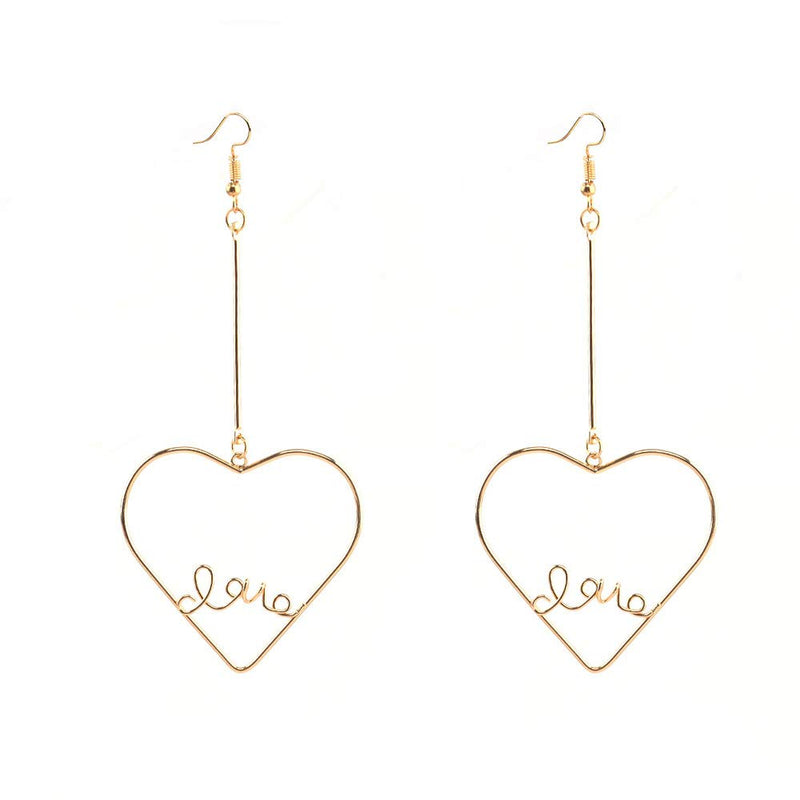 Xerling Love Earrings for Women Dangle Drop Earrings Lightweight Thin Wire Heart Earrings Charm Jewelry Long Drop Hook Earrings - BeesActive Australia