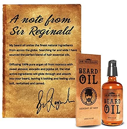 Beard Oil Sir Reginalds 'Descent of Man' Beard Oil - Made with 100% Pure Moroccan Argan Oil, Sweet Almonds & Jojoba Oil, For a Soft, Smooth Beard - BeesActive Australia
