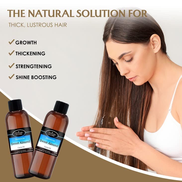 Sweet Almond Oil - Almond Oil for Skin, Hair, Nails, Cuticles, Ears, Face, Body, Stretch Marks, Aromatherapy - Pure & Natural Massage Carrier Oil Cold Pressed, Food Grade, Vegan & UK Made 100 ml (Pack of 1) - BeesActive Australia