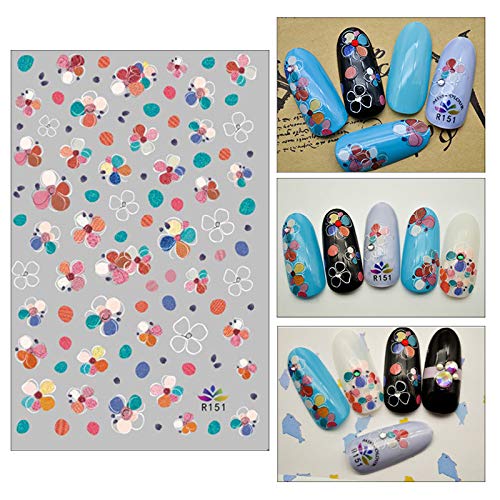 Yiicon 5 Sheets Natural Dry Flower Nail Art Decoration Lovely Flower Beauty Nail Stickers for 3D Nail Art Acrylic UV Gel Tips 3D Nail Art Dried Flowers Sticker - BeesActive Australia