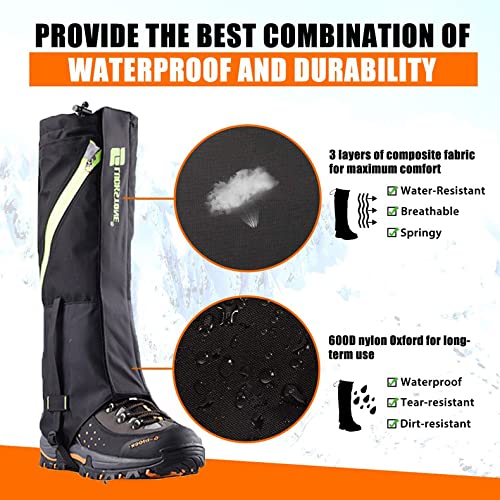 Leg Gaiters for Hiking Waterproof & Breathable Snow Boot Gaiters Anti-Tear Adjustable for Men & Women Shoe Gaiters Protection for Hunting, Mountain Climbing, Skiing - BeesActive Australia