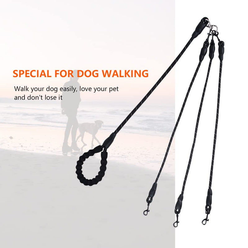 Dual Dog Leash,Comfortable Double Dog Leash with Reflective,360 Swivel No Tangle Dual/Three Dog Training Leash,for Large Medium Small Dogs Three Leashes Black - BeesActive Australia