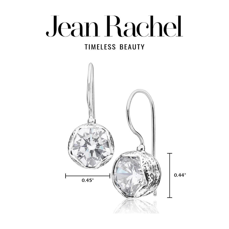925 Sterling Silver Earrings With 2 White Round Cubic Zirconia, 10MM Bezel, Impressive Bling Effect Hypoallergenic, Nickel and Lead-free, Artisan Handcrafted Designer, French Wire Back, Made In Israel - BeesActive Australia