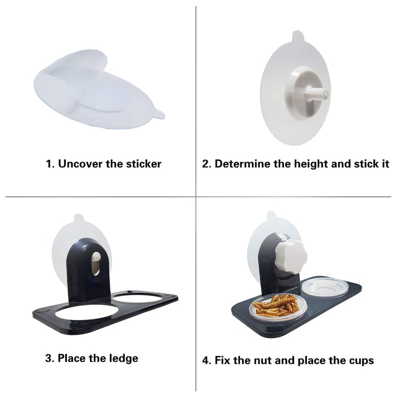 MRTIOO Enhanced Crested Gecko Feeding Ledge, Reptile Food Bowls and Water Dish for Lizard Or Other Small Pet Amphibian Feeder Ledge Accessories Supplies, with 20 pcs 0.5oz Food Cups - BeesActive Australia
