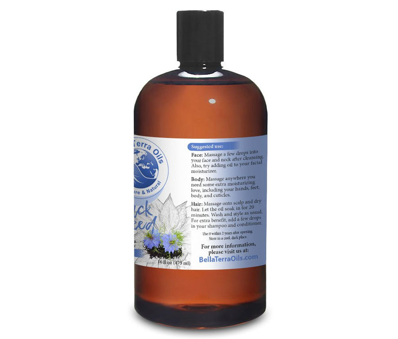 NEW Black Seed Oil. 16oz. Cold-pressed. Unrefined. Organic. 100% Pure. Nigella Sativa Black Cumin Oil. Hexane-free. Antioxidant-rich. Natural Moisturizer. For Hair, Face, Body, Nails, Stretch Marks. - BeesActive Australia