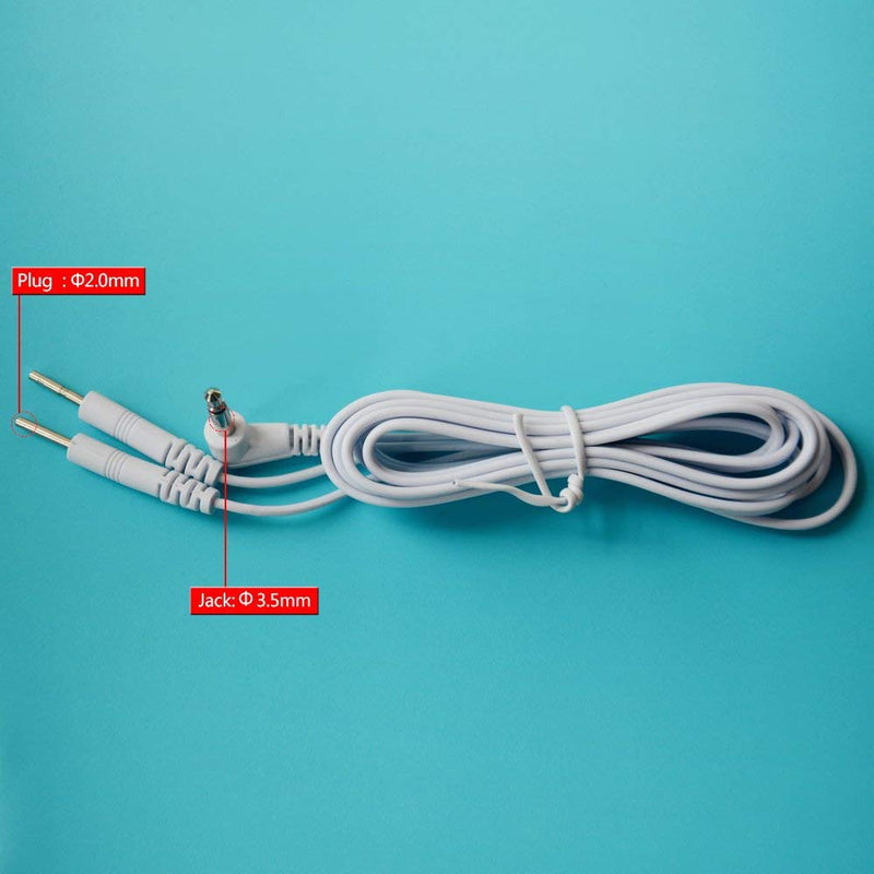 Vogueing Tool 1 Pair 120CM Tens Electrode Lead Wires Jack 3.5mm Plug 2.0mm Pin Connection White - BeesActive Australia