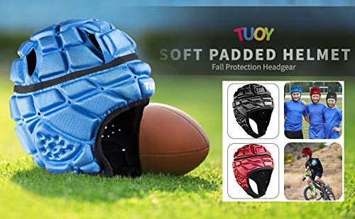 DGXINJUN Soft Shell Protective Headgear 7 V 7 Rugby Headguards Padding Padded Helmet Goalkeeper Adjustable Soccer Goalie Helmet Support Rugby Flag Football Helmet Youth Kids Adults black Large - BeesActive Australia