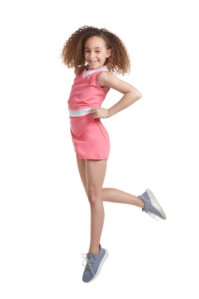 [AUSTRALIA] - Girl Tennis and Golf Outfit – Sleeveless V Neck Tennis Dress with Shorts 8 Pink 