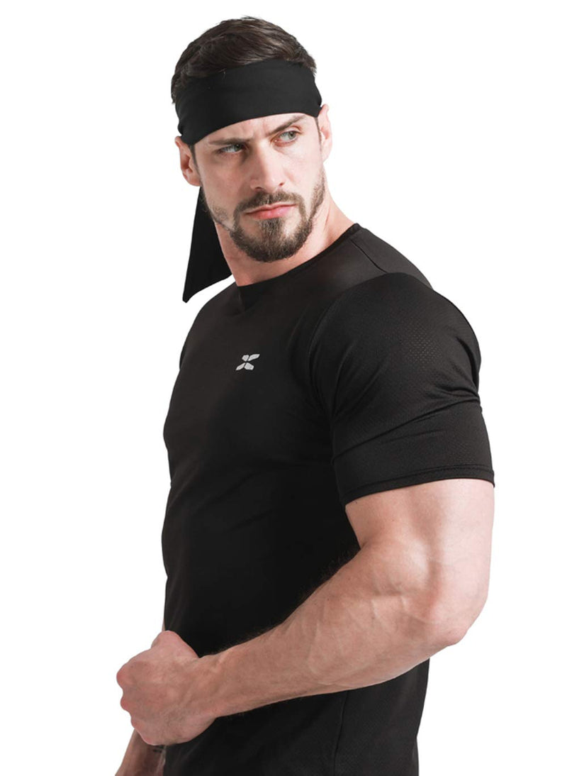 Sports Headband - Head Tie Tennis Tie Hairband - Sweatbands Headbands Wristbands Head Wrap - Ideal for Working Out,Tennis 1pcs-black - BeesActive Australia
