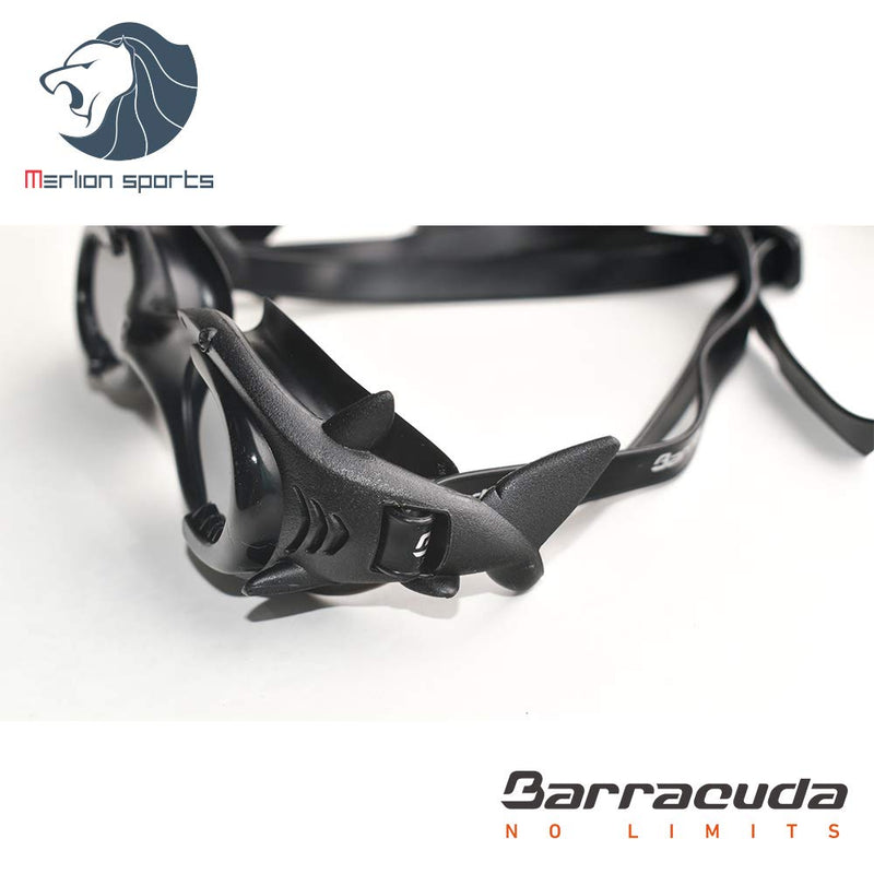 [AUSTRALIA] - Barracuda Junior Swim Goggle Shark - One-Piece Frame Soft Seals, Anti-Fog UV Protection, Easy Adjusting Comfortable Quick Fit No Leaking for Kids Children Ages 4-12 IE-13020 GRAY/BLACK 