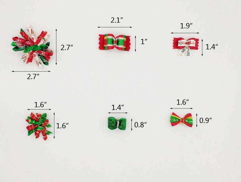 Hixixi 30pcs Dog Puppy Cat Mix Christmas Shiny Rhinestone Hair Bows Rubber Bands Pet Xmas Grooming Accessories (30PCS) - BeesActive Australia
